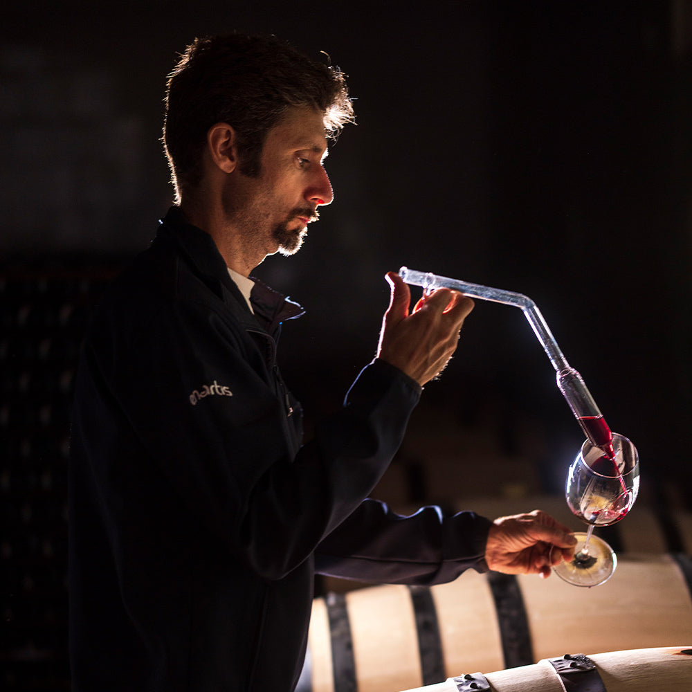 Winemaker, Carlo Dell'Aiuto, making wine